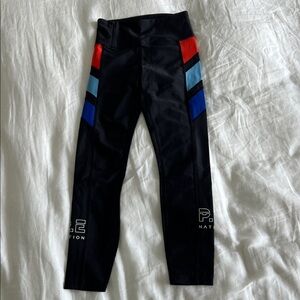 P.E Nation Women's Black Leggings with Red and Blue Accents